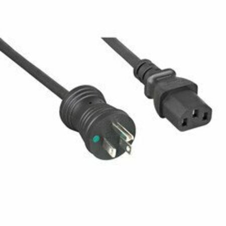 SWE-TECH 3C Hospital Grade Green Dot Pwr Cord, Nema 5-15 to C13, 18 AWG, SJT, 10 Amp / 125 Volt, Black, 6 foot FWT10W1-51006BK